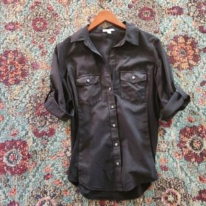 James perse black button down size 3